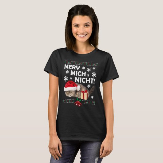 T-shirt Evil Chat Père Noël Vilain Noël Triste Chat Noël (Devant entier)