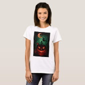 T-shirt Evil Pumpkin Under Blood Moon | Witch Flying Hallo (Devant entier)