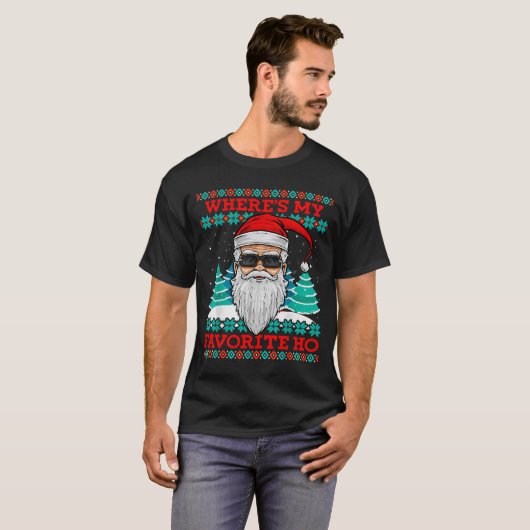 T-shirt Evil Santa Where's My Favorite Ho Funny Ugly Chris (Devant entier)