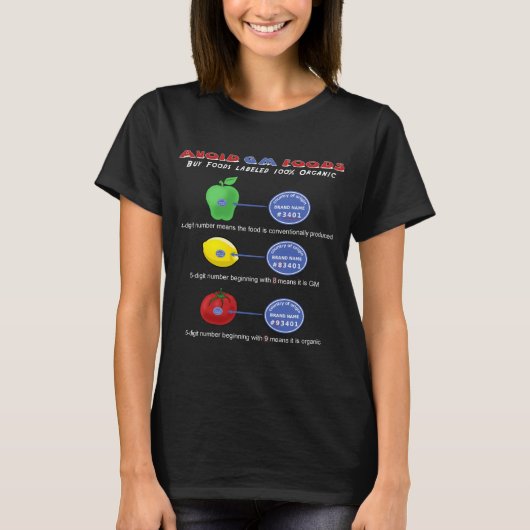 T-shirt Éviter les aliments GM éviter les codes PLU à 5 ch (Devant)