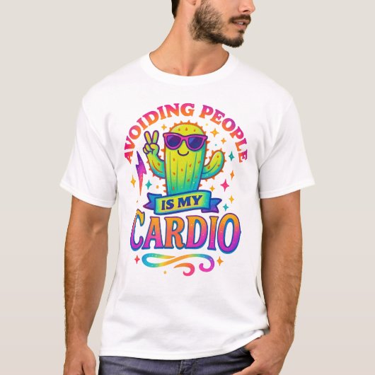 T-shirt Eviter Les Gens Est Mon Cardio Cactus Swag (Devant)
