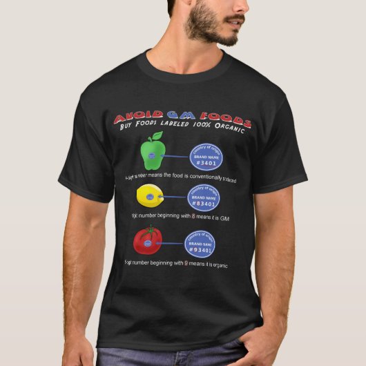 T-shirt Évitez les nourritures de GM évitent 5 le chiffre (Devant)