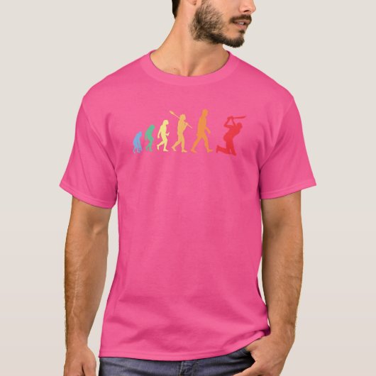 T-shirt Évolution de cricket rétro pour joueurs de cricket (Devant)