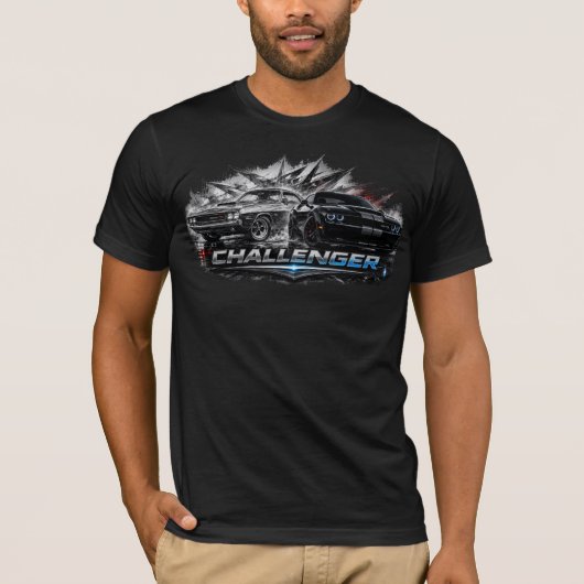 T-shirt Évolution de la Muscle Car Challenger de Classique (Devant)