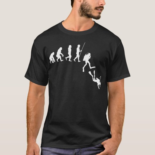T-shirt Evolution de la plongée Evolution de Man Drôle de (Devant)