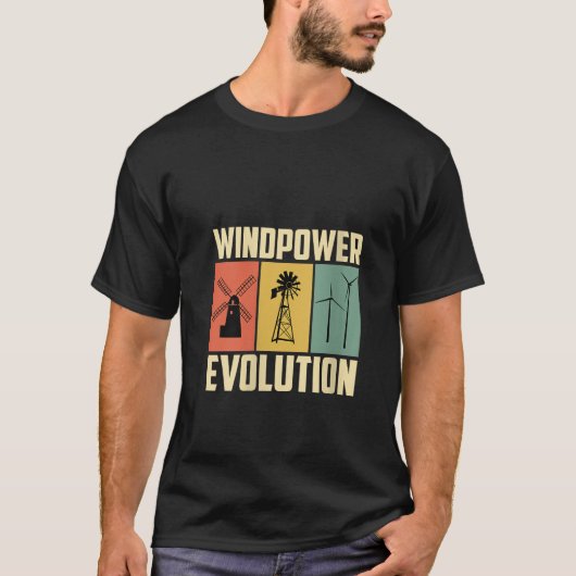 T-shirt Évolution de la puissance éolienne féminine Rétro (Devant)