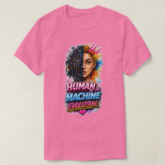 T-shirt Évolution de l'homme et de la machine – Art IA (Design devant)