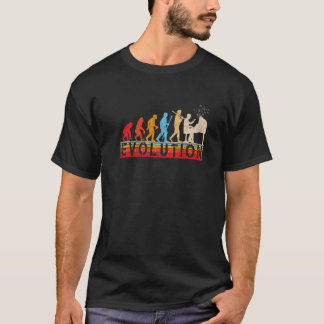 T-shirt Évolution de l'homme style rétro Joueur de piano P