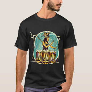 T-shirt Evolution Des Drummers Tee - shirt Drums Girl Art