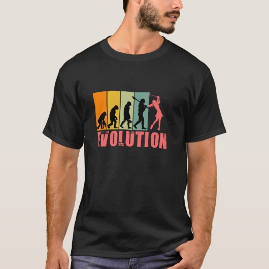 T-shirt Évolution drôle de golf rétro pour fille de golf (Devant)