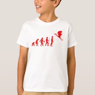 T-shirt Évolution drôle de l'humain en skieur