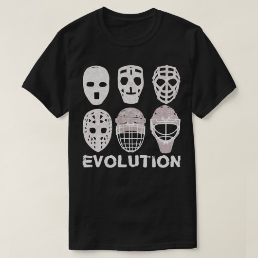 T-shirt Évolution du masque de gardien de hockey (Design devant)