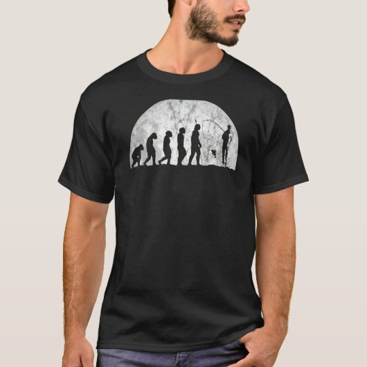 T-shirt Évolution du pêcheur et évolution de l'homme (Devant)