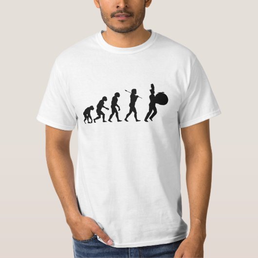 T-shirt Évolution d'un batteur bas (blanc de base) (Devant)