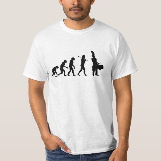 T-shirt Évolution d'un batteur de tenor (blanc de base) (Devant)