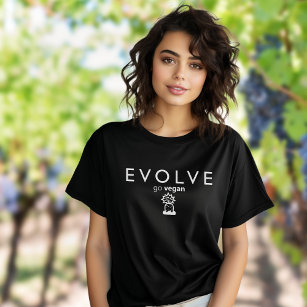 T-shirt Evolution, Go Vegan Black and White Activisme