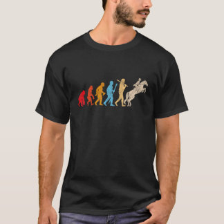 T-shirt Évolution Rétro Drôle de l'homme Chevauchant des C