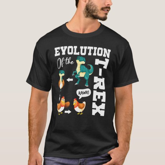 T-shirt Évolution Trex Du Gag De Poulets T-Rex Dinosaur F (Devant)
