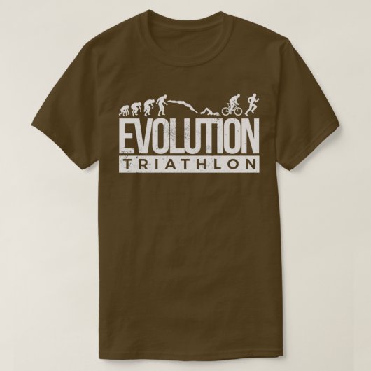 T-shirt Evolution Triathlon Funny Triathlon imprimé Cavema (Design devant)