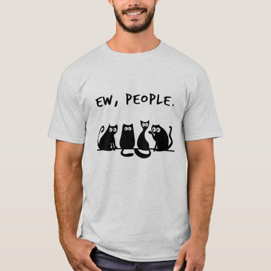 T-shirt Ew Les Gens Drôles Chats Noirs Mignons (Devant)