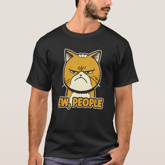 T-shirt Ew People Angry Cat Illustration (Devant)