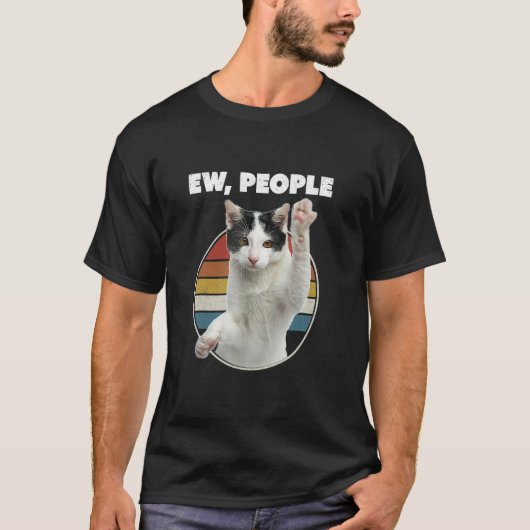 T-shirt Ew People Retro Cat Meow Cat (Devant)