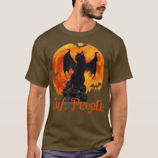 T-shirt Ew Personnes Chat Noir Chat Bat Ailes Halloween