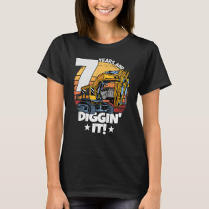 T-shirt Excavateur 7 Years Old Digging It Children 7th Bir