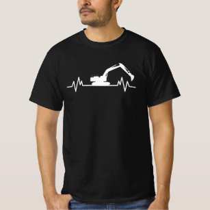 T-shirt Excavateur Heartbeat Motif Constructeur Cadeau
