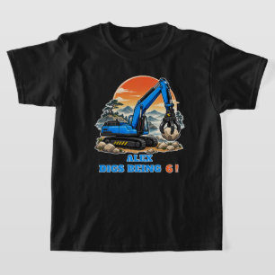 T-shirt Excavatrice Bleue Calme Personnalisée
