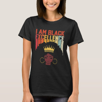 T-shirt Excellence noire rétro vintage fierté africaine hi