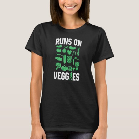 T-shirt Exécute Sur Légume Fier Plante Basé Vegan Herbivor (Devant)