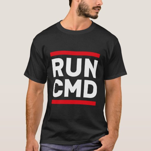 T-shirt Exécuter Cmd Geek Ordinateur Nerd Informatique D'A (Devant)