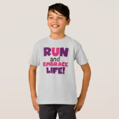 T-shirt Exécuter Embrasser la vie rose pourpre (Devant entier)