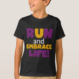 T-shirt Exécuter Embrasser la vie violet jaune