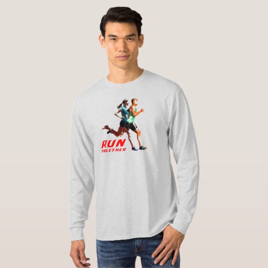 T-shirt Exécuter ensemble | Manches longues pour hommes (Devant entier)