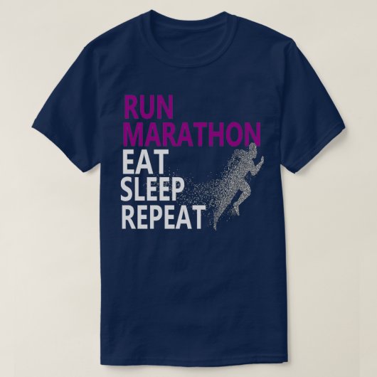 T-shirt Exécuter Marathon Manger Sommeil Répéter Coureurs (Design devant)