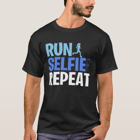 T-shirt Exécuter Selfie Répéter Funny Runner Meme (Devant)