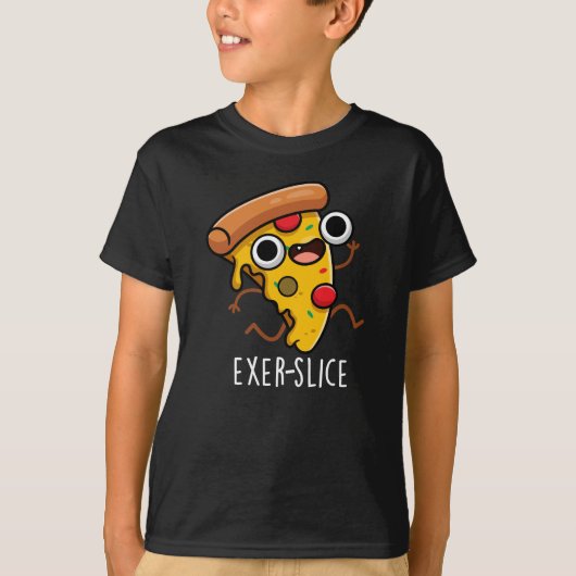 T-shirt Exer-slice Funny Pizza Pun Dark BG (Devant)