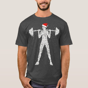 T-shirt Exercice d'haltérophilie Fitness Santa Hat Xmas