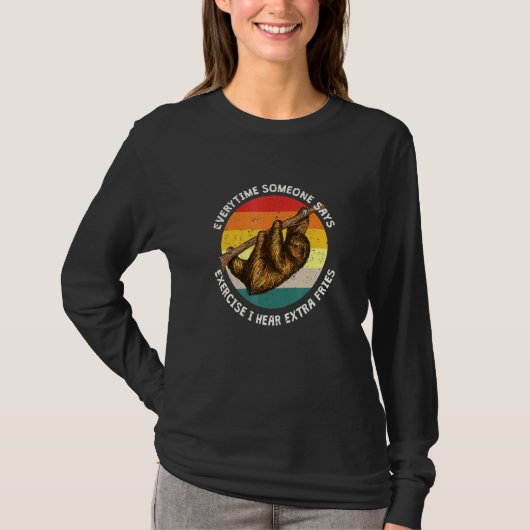 T-shirt Exercice Ou Fries Extra Fries Sloth Workout Sloth (Devant)
