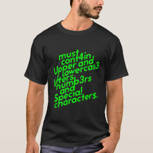 T-shirt Exigences relatives au mot de passe
