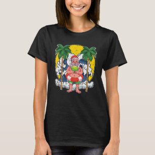 T-shirt Exotic Palm Trees Waves Santa Claus Christmas In