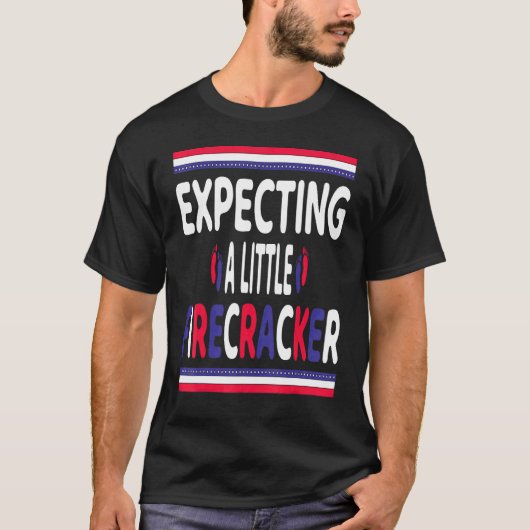 T-shirt Expecting A Little Firecracker New Mom 4th July Pr (Devant)