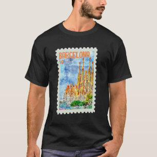 T-shirt Expédier vers l'Espagne Barcelone Catalogne Timbre