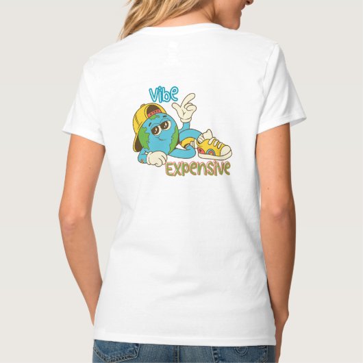 T-shirt Expensive Vibe – Cool Retro Earth Character Design (Dos)