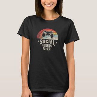 T-shirt Expert en jeux vidéo rétro de distanciation social