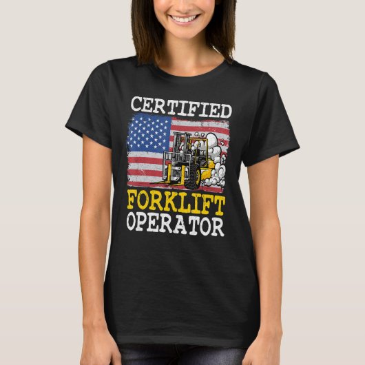 T-shirt Exploitant de chariots élévateurs à drapeau améric (Devant)