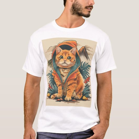 T-shirt Explorateur de Chat Dinosaure (Devant)