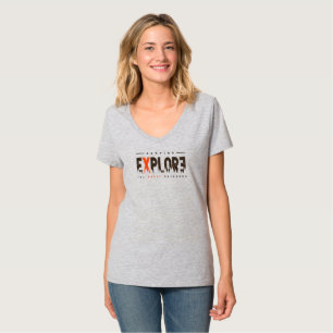 T-shirt Explorateur urbain Cou-V féminin (gris)